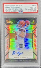 2017 Select - Baker Mayfield - RC 2018 NFL Draft XRC Prizm Auto /49 - PSA 9 MINT