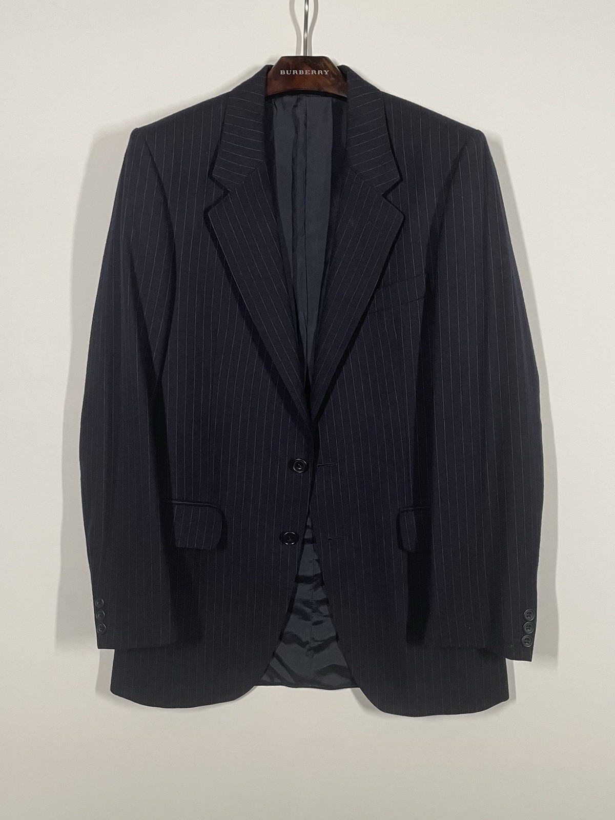 FILA GIEVES & HAWKES Savile Row Giacca Blazer Gessato 100% Lana Navy 38R