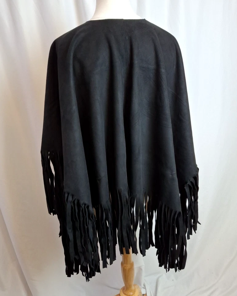 Burberry Prorsum Black Suede Fringed Poncho Jacket PR Sample One Size RARE C4942 - Image 3 of 4