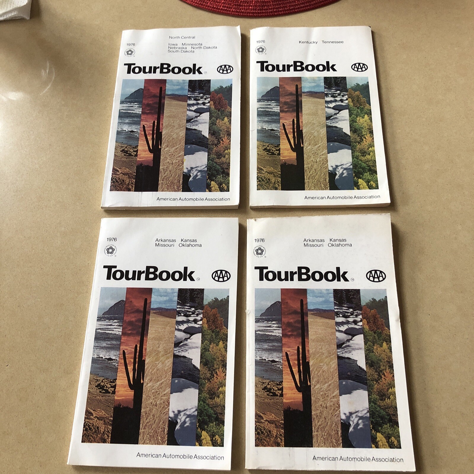 Lot Of 4 Tour Books AAA 1976 IA, MN, NE, ND, SD, TN, KY, KS, MS, OK, AR ...