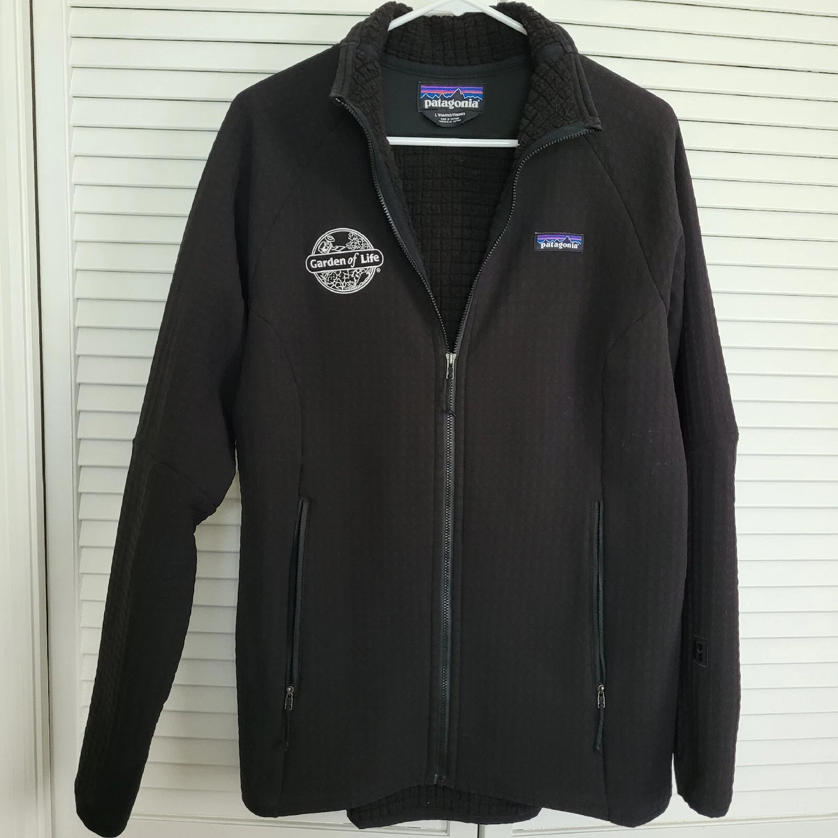 WOMENS Patagonia R2® TechFace Jacket Black Embroidered Fleece size L