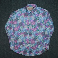 Robert Graham Shirt Mens Large Blue Purple Abstract Flip Cuff Colorful