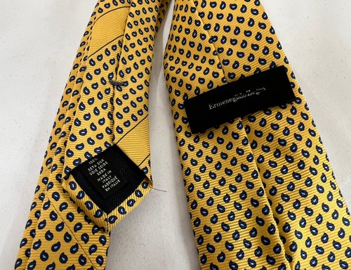 NWT Ermemegildo Zegna Yellow (Gold) Mini Paisley Tie $195.00 *S/S 2022 Style* - Picture 5 of 12