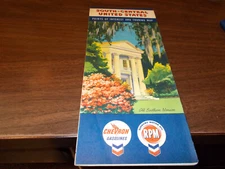 1960 Chevron South-Central US Vintage Road Map / Nice Cover Art Southern Mansion