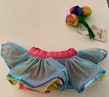 Build A Bear Reversible Sequin Skirt And Bouquet Of Flowers New With Tags
