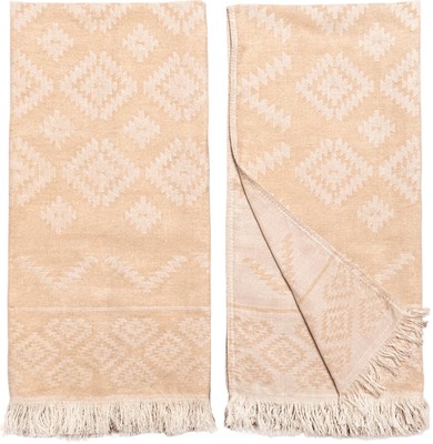 Aztec Turkish Hand Towels Set Of 2 100% Cotton Peshtemal Soft Feel 18 X 36 Light