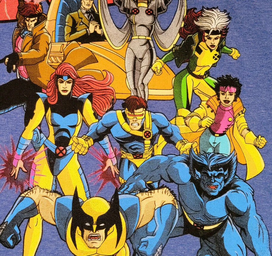 X-MEN 90s ANIMATED SERIES T SHIRT MENS 3XL XXXL BLUE PULLOVER NWT