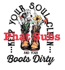 Sublimation Print Boots Dirty Ready To Press Heat Transfer