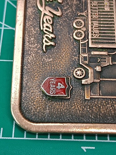 VTG 3"x1.75" Ames 4 Safe Years-Copper Balfour Belt Buckle - Picture 7 of 8