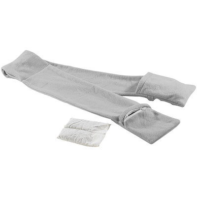 infactory Wärmeschal: Grauer Fleece-Schal mit 3 Wärmespeicher-Kissen
