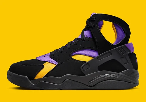 Nike Air Flight Huarache Lakers Away Mid Black Sneakers FD0188-001 Mens Size