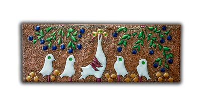 ''Family Around Me'' Painted Copper Unique Mixture Contemporary & Traditional