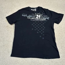 Y2K Quiksilver Boarding Skater Grunge Logo Big Graphic Black Tee Shirt Size L