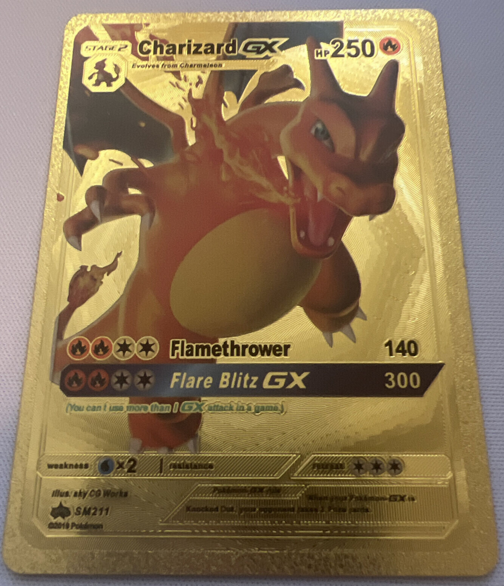 Rare Charizard GX 211 | Gold Foil Fan Art Pokemon TCG Card, Free