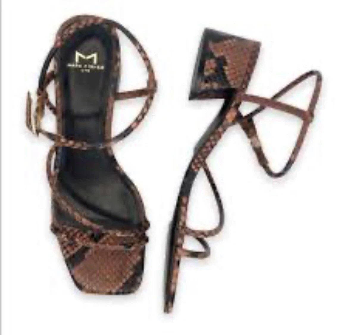 Marc Fisher animal print leather 2in block heels sz 7.5 strappy