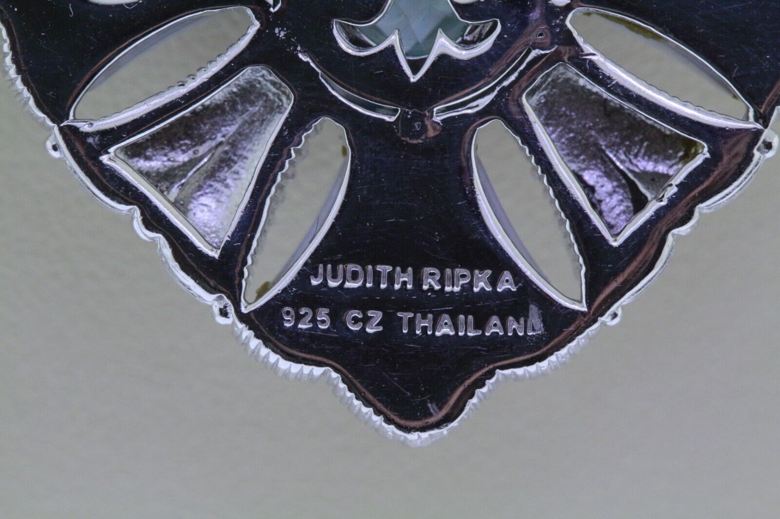 Judith Ripka 925 Sterling Blue Topaz Agate Pendan… - image 8