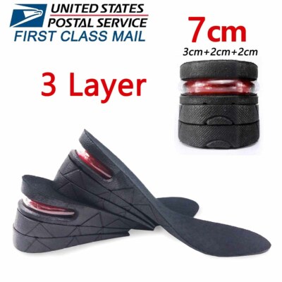 7cm Men Shoe Lift Insole Air Cushion Heel insert Increase Height 3-Layer New