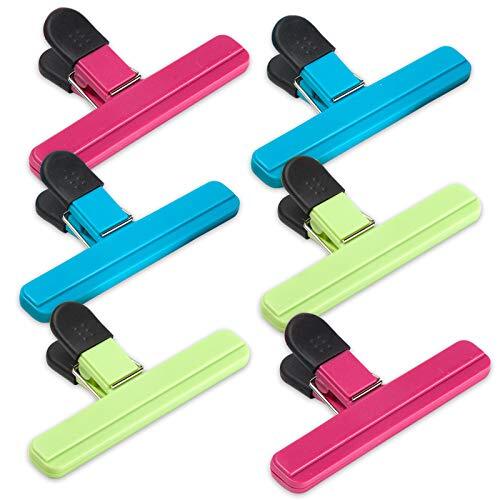 6 Pack Chip Bag Clips, 6 Inch Large Size Assorted Colors Foods Snacks