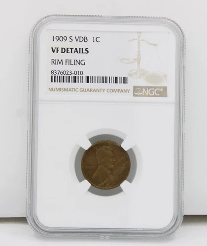 1909 S VDB 1C NGC VF Details Rim Filing Lincoln Wheat Cent Coin
