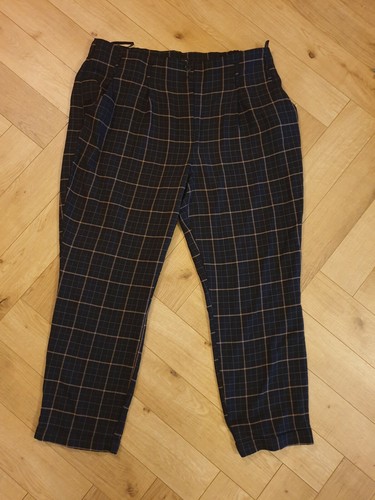 ladies black check dressy trousers worn 