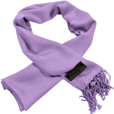 CJ Apparel Lilac Purple Fringe Pashmina Shawl - Handmade In Nepal, 78x28 Inches, Acrylic Viscose
