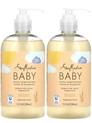 2x Shea Moisture Baby Extra Comforting Wash And Shampoo, Hafermilch And Reiswasser