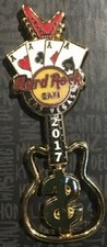 Hard Rock Cafe LAS VEGAS 2017 $ Spinner with 4 Aces Guitar PIN on CARD New!