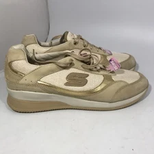 Skechers Hidden Wedge Fit Vita Vivere Leather Brown Gold Add Height Size 11