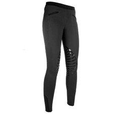 HKM Kids Riding Leggings Starlight, Silicone Knee Trim, Breeches, Black