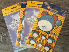 Vintage Pok mon MEWTWO MARILL Stickers - 1998 2000 New Sealed Pokemon