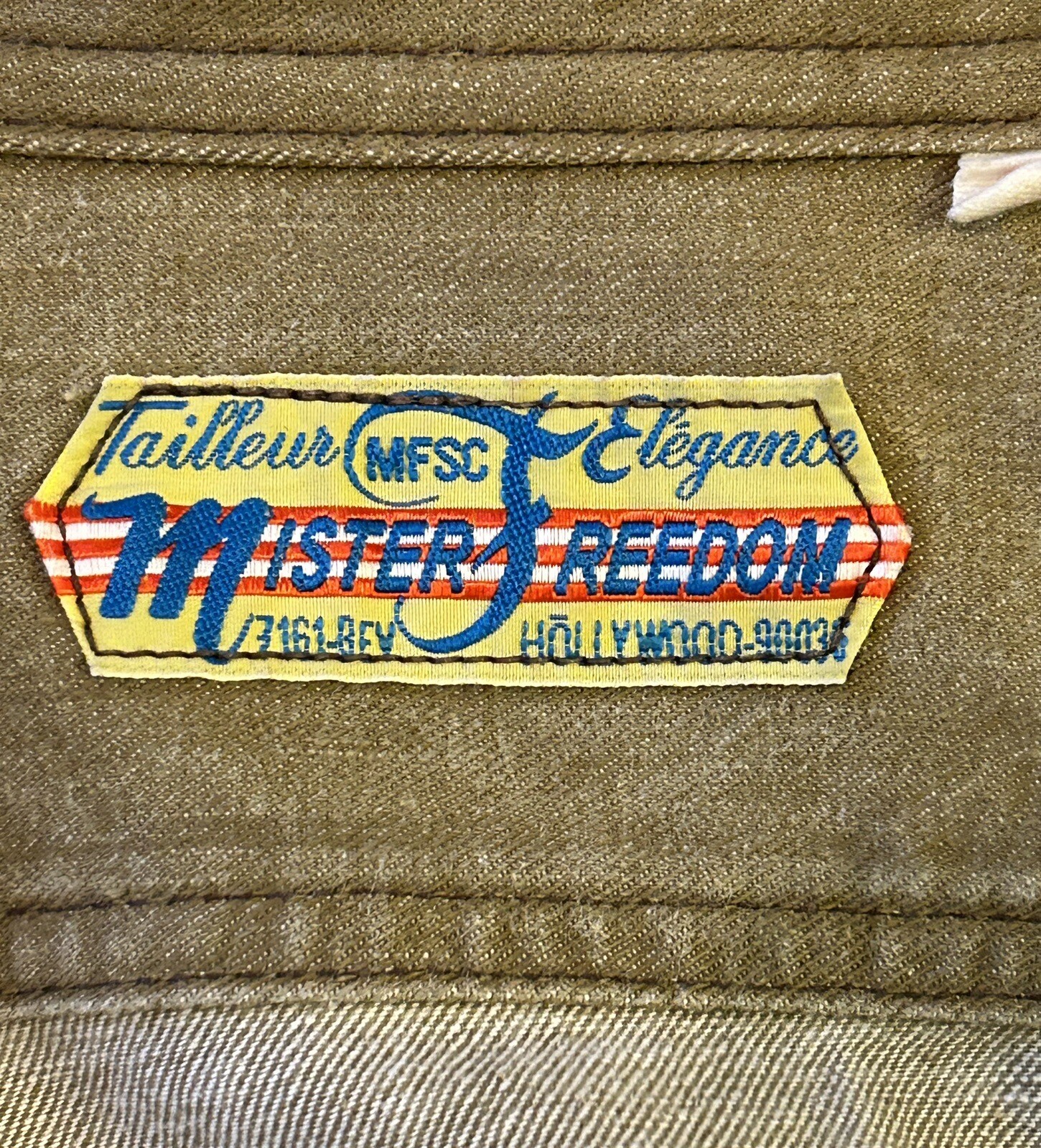 Mister Freedom Garrison Sugarcane Japan GB Military Green Denim Shirt