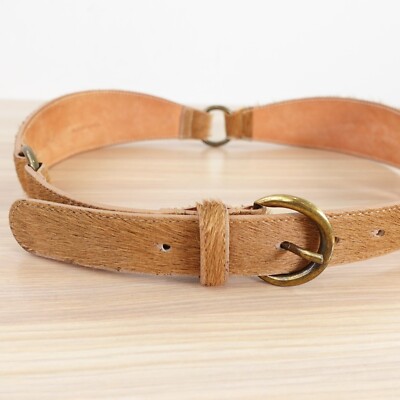 Vintage Western Belt Women Medium Beige Leather Boho Hair Tan Cowboy‎ 34 IITALY Tan Boho Belt - Etsy main image 2