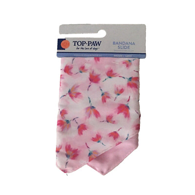 Top Paw Pink Peony Neoprene Dog Bandana Slide Multiple