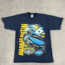 Vintage Mark Martin Nascar Shirt Mens Large Blue Viagra Graphic Tee Double Sided