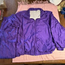 VTG LAURA KATHERINE Womens Adult Purple Athletic Track Suit Jacket Pants Size 18