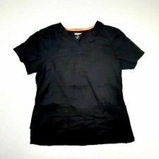 ScrubStar Womens Scrub Top Size S Black Poly-Cotton TF26