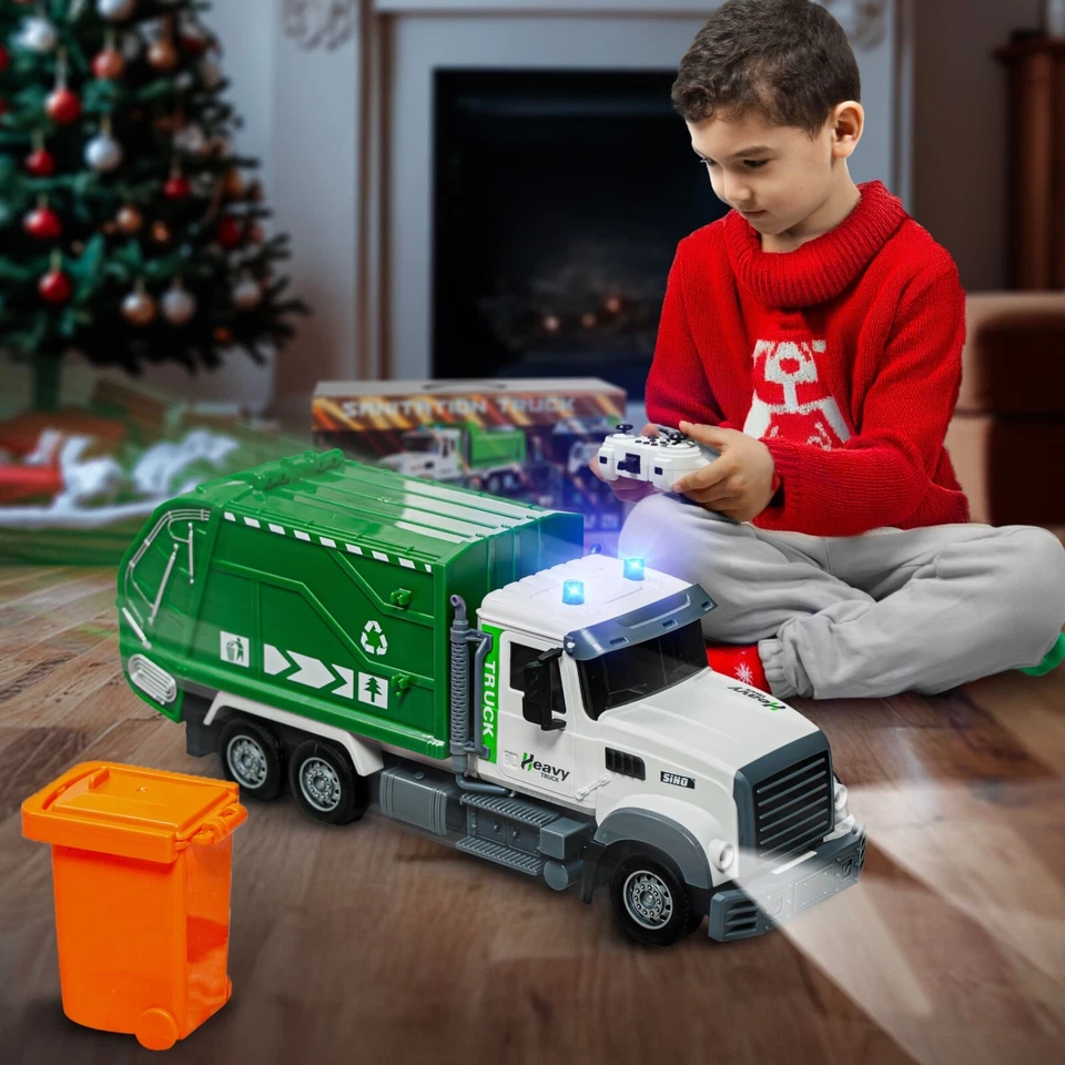 JoyX RC Camión de Basura Juguete con Luces LED - Regalo Interactivo de Navidad para Niños Foto 4 de 4