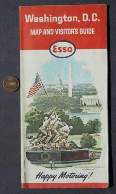 1963 ESSO Oil Gas Oil service station Washington DC & Vicinity road map VINTAGE-