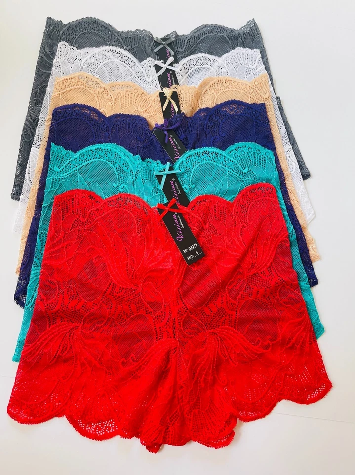 Lote de 6 Pantalones Cortos Sexy Para Mujer Niños Ropa Interior Bragas de Encaje Cheeky Boxer Cortos S-4XL Foto 2 de 4