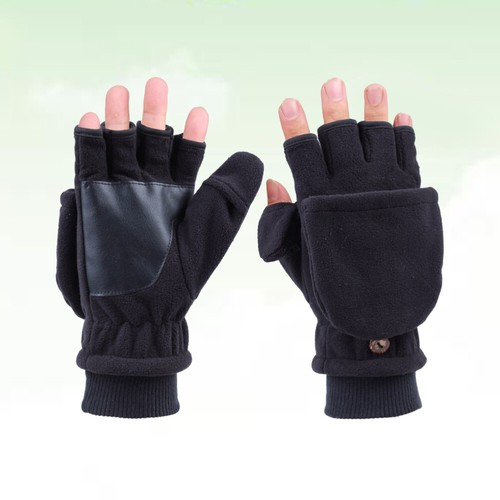 Fleece Flap Gloves Man Student Adult Thicken for Riding Double Layers - Picture 2 of 12