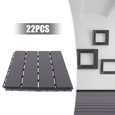 22Pcs Outdoor Patio Deck Tile Garden Flooring Interlocking Decking Tile 12*12 In