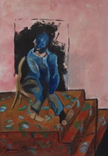 Fine unique painting – Expressive portrait, signed Francis Bacon