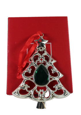 Lenox Christmas Bejeweled Tree Ornament Green Jewel Silver Tone | eBay