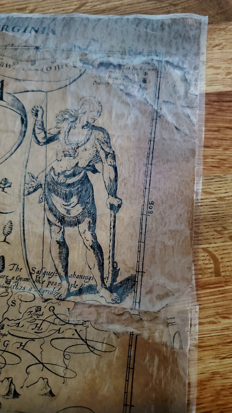 Antique Reproduction of 1612 Virginia Map Made by Virginia Historical Society