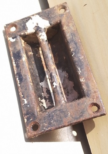 Vintage alte antike Gusseisen Olde große Einsatz Griff Truhe  - Bild 7 von 8