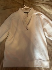 UNRL 1/4 Zip Mock Neck Long Sleeve Sweatshirt White Men's Size M