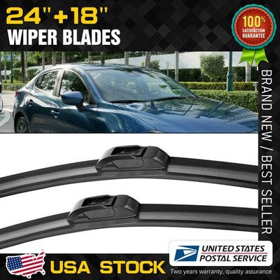 2 pieces 24''+18'' Premium Quality All Season Beam Windshield Front Wiper Blades