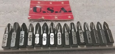 15PC USA-MADE ASSORTED PHILLIPS 1/4''×1'' HEX DRIVER BIT SET USA  