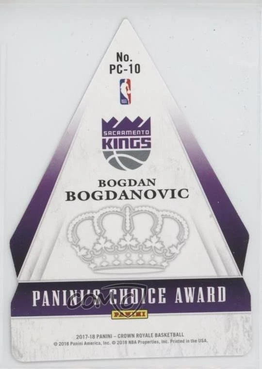 2017 Panini Crown Royale Panini's Choice Awards /99 Bogdan Bogdanovic Rookie RC - Image 2 of 2