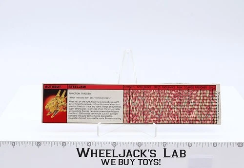 Steeljaw Action Figure Tech Spec 1986 Vintage Hasbro G1 Transformers